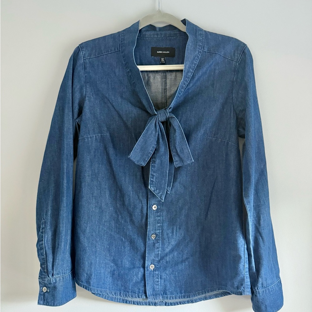 Karen Millen Denim Shirt with Bow